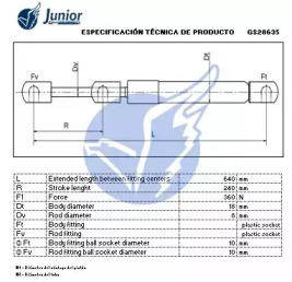 JUNIOR gs28635 -  Газовая пружина, крышка багажник
