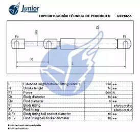 JUNIOR gs28655 -  Газовая пружина, капот