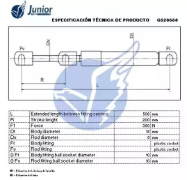JUNIOR gs28668 -  Газовая пружина, крышка багажник