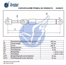 JUNIOR gs28679 -  Газовая пружина, крышка багажник