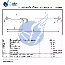 JUNIOR gs28714 -  Газовая пружина, крышка багажник