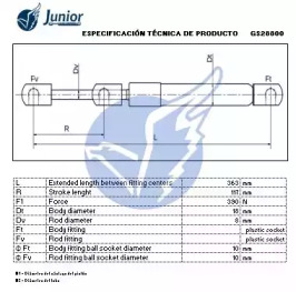 JUNIOR gs28800 -  Газовая пружина, крышка багажник