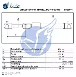 JUNIOR gs28831 -  Газовая пружина, крышка багажник