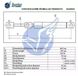 JUNIOR gs28841 -  Газовая пружина, крышка багажник