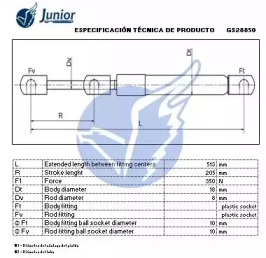 JUNIOR gs28850 -  Газовая пружина, крышка багажник