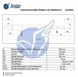 JUNIOR gs28881 -  Газовая пружина, крышка багажник