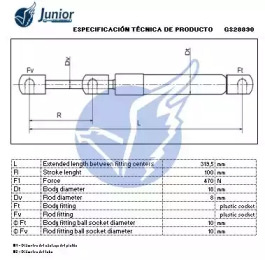JUNIOR gs28890 -  Газовая пружина, крышка багажник