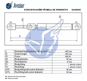 JUNIOR gs28895 -  Газовая пружина, капот