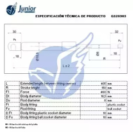 JUNIOR gs28903 -  Газовая пружина, крышка багажник