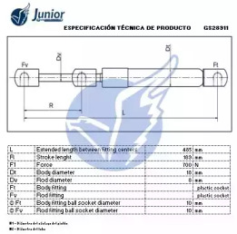 JUNIOR gs28911 -  Газовая пружина, крышка багажник