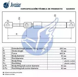 JUNIOR gs28931 -  Газовая пружина, крышка багажник