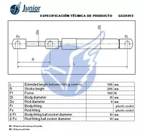 JUNIOR gs28953 -  Газовая пружина, крышка багажник