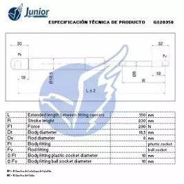 JUNIOR gs28958 -  Газовая пружина, капот