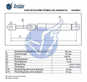 JUNIOR gs40061 -  Газовая пружина, крышка багажник