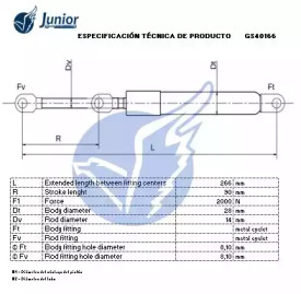 JUNIOR gs40166 -  Газовая пружина, крышка багажник