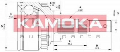 KAMOKA 6029 -  Шарнирный комплект, приводной вал