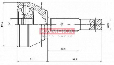 KAMOKA 6136 -  Шарнирный комплект, приводной вал