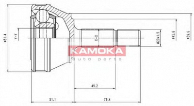 KAMOKA 6158 -  Шарнирный комплект, приводной вал