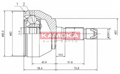 KAMOKA 6180 -  Шарнирный комплект, приводной вал