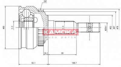 KAMOKA 6200 -  Шарнирный комплект, приводной вал