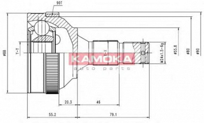 KAMOKA 6224 -  Шарнирный комплект, приводной вал