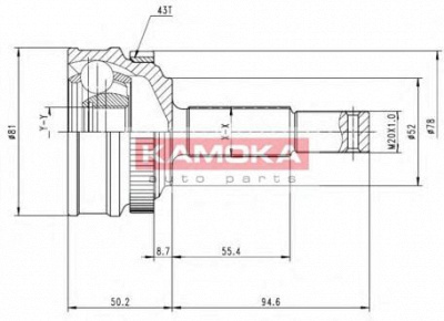 KAMOKA 6236 -  Шарнирный комплект, приводной вал