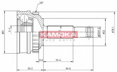 KAMOKA 6252 -  Шарнирный комплект, приводной вал