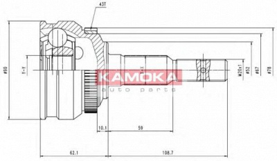 KAMOKA 6254 -  Шарнирный комплект, приводной вал