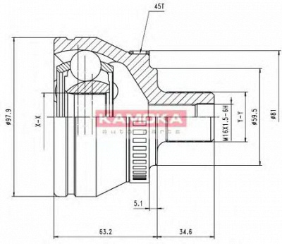 KAMOKA 6560 -  Шарнирный комплект, приводной вал