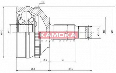KAMOKA 6576 -  Шарнирный комплект, приводной вал