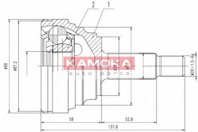 KAMOKA 6606 -  Шарнирный комплект, приводной вал