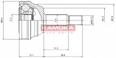 KAMOKA 6614 -  Шарнирный комплект, приводной вал