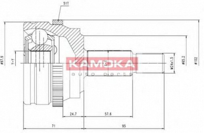 KAMOKA 7090 -  Шарнирный комплект, приводной вал