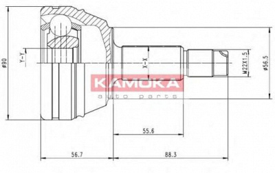KAMOKA 7126 -  Шарнирный комплект, приводной вал