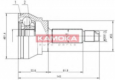 KAMOKA 7350 -  Шарнирный комплект, приводной вал
