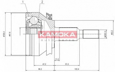 KAMOKA 7526 -  Шарнирный комплект, приводной вал