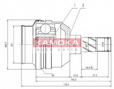 KAMOKA 8009 -  Шарнирный комплект, приводной вал