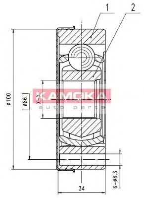 KAMOKA 8096 -  Шарнирный комплект, приводной вал