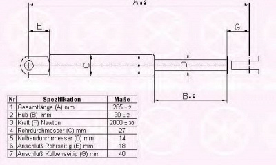 KLOKKERHOLM 35257120 -  Газовая пружина, крышка багажник