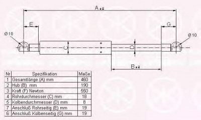 KLOKKERHOLM 35272800 -  Газовая пружина, капот