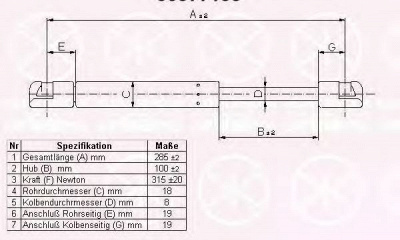 KLOKKERHOLM 66077100 -  Газовая пружина, крышка багажник