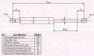 KLOKKERHOLM 66167100 -  Газовая пружина, крышка багажник