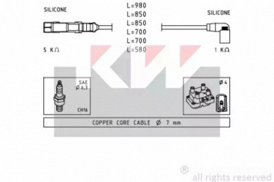 KW 360590 - Комплект проводов зажигания