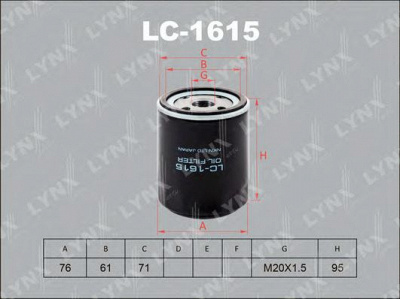 LYNXAUTO lc1615 -  Масляный фильтр