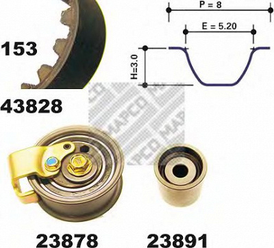 MAPCO 23828 -  Комплект ремня ГРМ