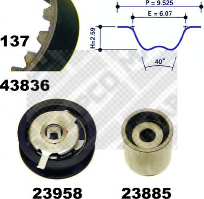 MAPCO 23836 -  Комплект ремня ГРМ