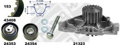 MAPCO 41408 -  Водяной насос + комплект зубчатого ремня