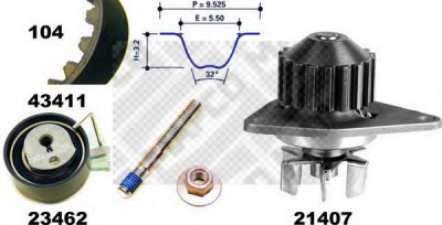 MAPCO 41411 -  Водяной насос + комплект зубчатого ремня