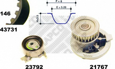 MAPCO 417311 -  Водяной насос + комплект зубчатого ремня