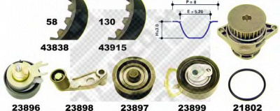 MAPCO 418382 -  Водяной насос + комплект зубчатого ремня